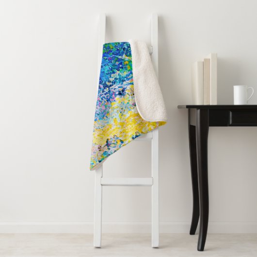 Levendige Abstracte Cat Art Print Sherpa Deken (In situ)