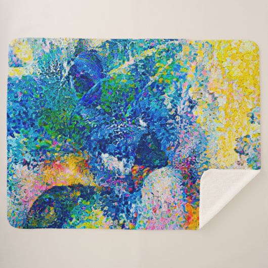 Levendige Abstracte Cat Art Print Sherpa Deken (Voorkant (horizontaal))