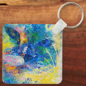 Levendige Abstracte Cat Art Print Sleutelhanger (Achterkant)