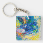 Levendige Abstracte Cat Art Print Sleutelhanger (voorkant)