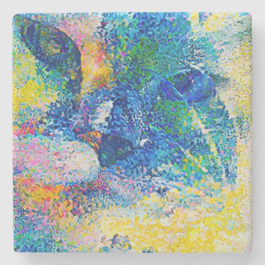 Levendige Abstracte Cat Art Print Stenen Onderzetter (Voorkant)