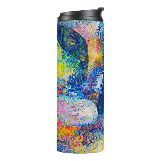 Levendige Abstracte Cat Art Print Thermosbeker (Gedraaid links)