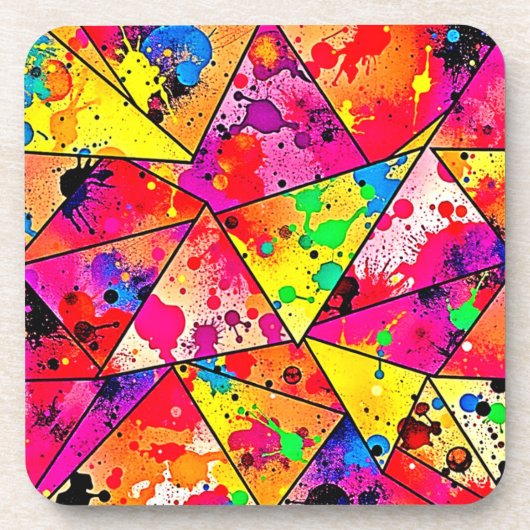 Levendige Abstracte Chaos Onthuld Design Bier Onderzetter (Voorkant)
