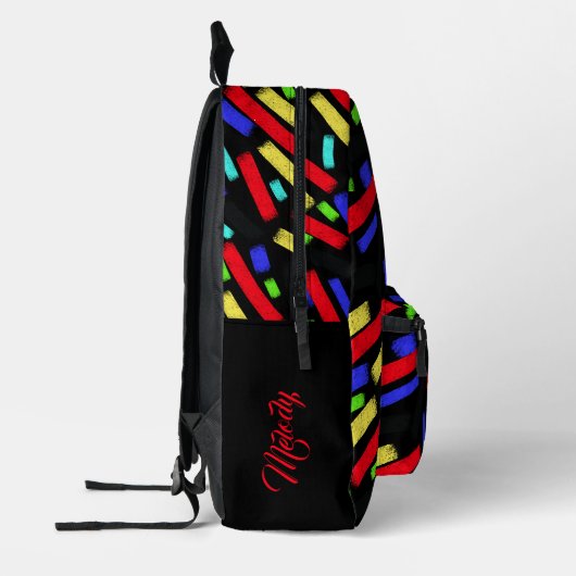 Levendige Abstracte Crayon Lines Bold Artistic Bedrukte Rugzak (Links)