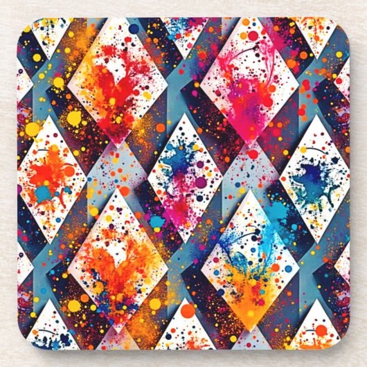 Levendige Abstracte diamantpatronen Bier Onderzetter (Voorkant)