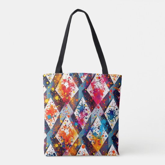 Levendige Abstracte diamantpatronen Tote Bag (Achterkant)
