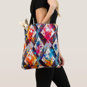 Levendige Abstracte diamantpatronen Tote Bag (Dichtbij)