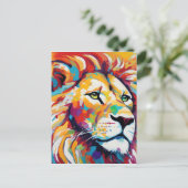 Levendige abstracte dierlijke witte leeuw kunst briefkaart (Staand voorkant)