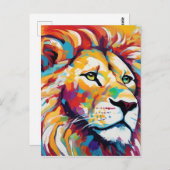 Levendige abstracte dierlijke witte leeuw kunst briefkaart (Voorkant / Achterkant)