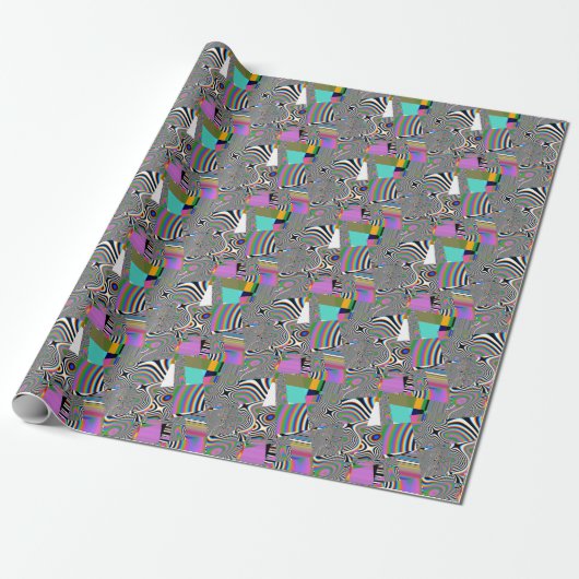 Levendige abstracte digitale effecten, kleurrijk p cadeaupapier (Uitgerold)