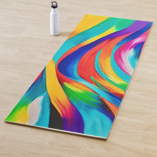 Levendige Abstracte Draaiende Kleur Kunst Yogamat (In situ)