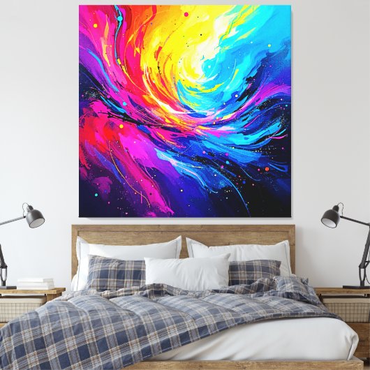 Levendige Abstracte Draaikolk Canvas Afdruk (Insitu (Slaapkamer))
