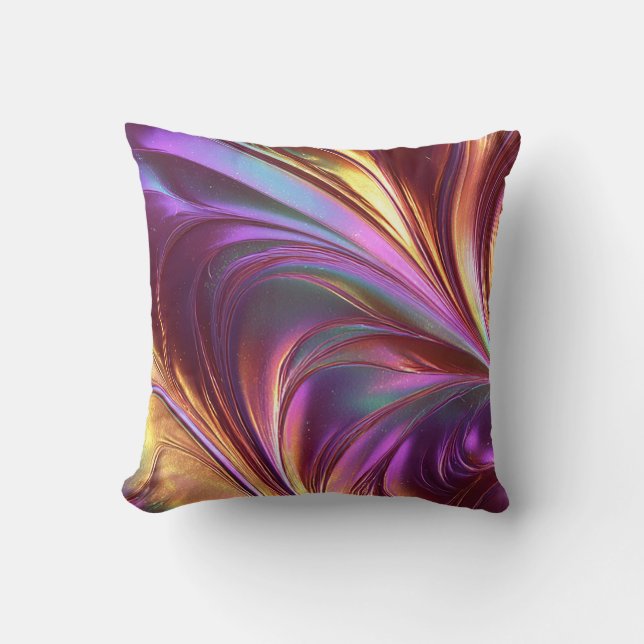 Levendige Abstracte Draaikolk Paars Goud Moderne K Kussen (Voorkant)