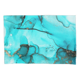 Levendige Abstracte Egeïsche Turquoise Gold Kussensloop