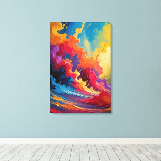 Levendige Abstracte energie - Kleurrijke Canvaspri Canvas Afdruk (Insitu (Houten vloer))