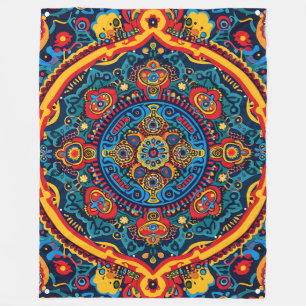 Levendige Abstracte etnische Huichol Tribal Patter Fleece Deken