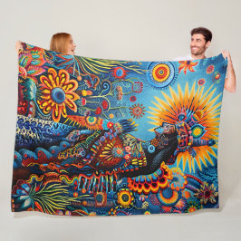 Levendige Abstracte etnische Huichol Tribal Patter Fleece Deken