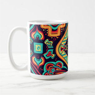 Levendige Abstracte etnische Huichol Tribal Patter Koffiemok