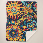 Levendige Abstracte etnische Huichol Tribal Patter Sherpa Deken (Voorkant)