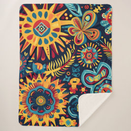 Levendige Abstracte etnische Huichol Tribal Patter Sherpa Deken