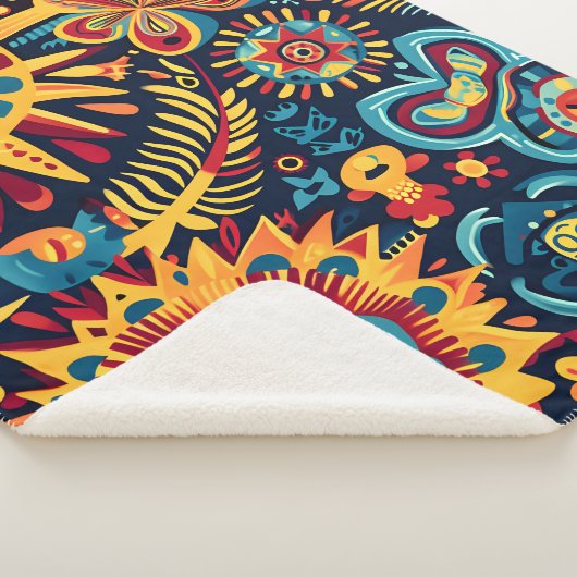 Levendige Abstracte etnische Huichol Tribal Patter Sherpa Deken (3/4)