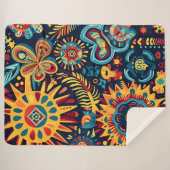 Levendige Abstracte etnische Huichol Tribal Patter Sherpa Deken (Voorkant (horizontaal))
