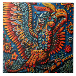 Levendige Abstracte etnische Huichol Tribal Patter Tegeltje