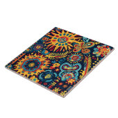 Levendige Abstracte etnische Huichol Tribal Patter Tegeltje (Zijkant)
