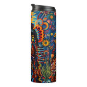 Levendige Abstracte etnische Huichol Tribal Patter Thermosbeker (Geroteerd rechts)