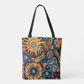 Levendige Abstracte etnische Huichol Tribal Patter Tote Bag (Achterkant)
