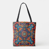 Levendige Abstracte etnische Huichol Tribal Patter Tote Bag (Achterkant)