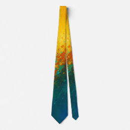 Levendige Abstracte Explosie – Geel, Teal & Blauw Stropdas