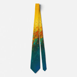 Levendige Abstracte Explosie – Geel, Teal & Blauw Stropdas