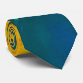 Levendige Abstracte Explosie – Geel, Teal & Blauw Stropdas (Opgerold)