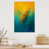 Levendige Abstracte Explosie – Geel, Turkoois & Bl Poster (Keuken)