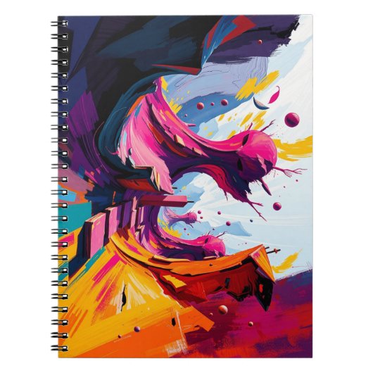 Levendige Abstracte Fantasie Landschap Notitieboek (Voorkant)