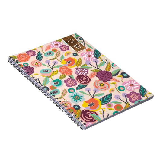 Levendige Abstracte flora en flora botanische tuin Notitieboek (Rechterzijde)