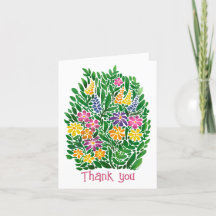 Levendige Abstracte Floral Flat Bedankt Card