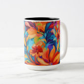 Levendige Abstracte Floral Mok (Voorkant rechts)