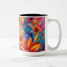 Levendige Abstracte Floral Mok