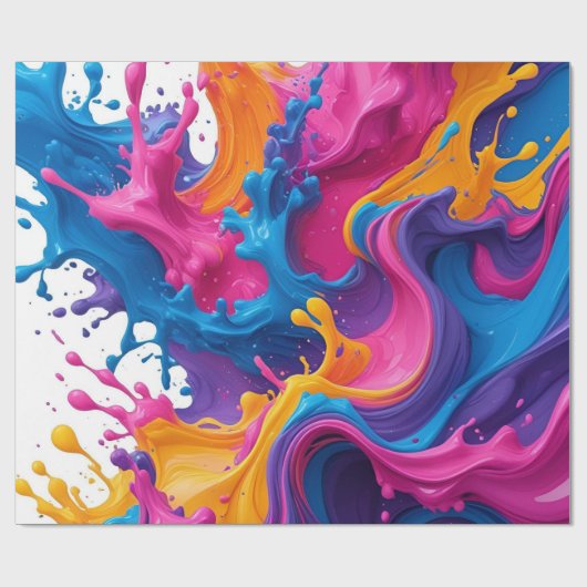 Levendige Abstracte Fluid Art – Kleur Splash Desig Cadeaupapier (Vlak)