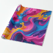 Levendige Abstracte Fluid Art – Kleur Splash Desig Cadeaupapier (Uitgerold)