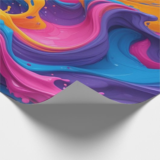 Levendige Abstracte Fluid Art – Kleur Splash Desig Cadeaupapier (Hoek)