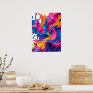 Levendige Abstracte Fluid Art – Kleur Splash Desig Poster