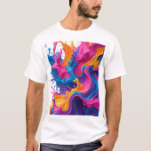 Levendige Abstracte Fluid Art – Kleur Splash Desig T-shirt (Voorkant)