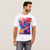 Levendige Abstracte Fluid Art – Kleur Splash Desig T-shirt (Voorkant volledig)