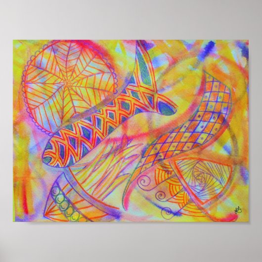 Levendige abstracte gemengde media poster (Voorkant)