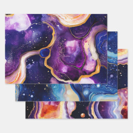 Levendige Abstracte Geode Kunst met Kosmische Draa Inpakpapier Vel