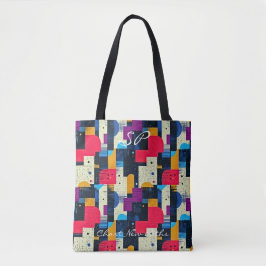 Levendige Abstracte geometrie Canvas tas (Voorkant)