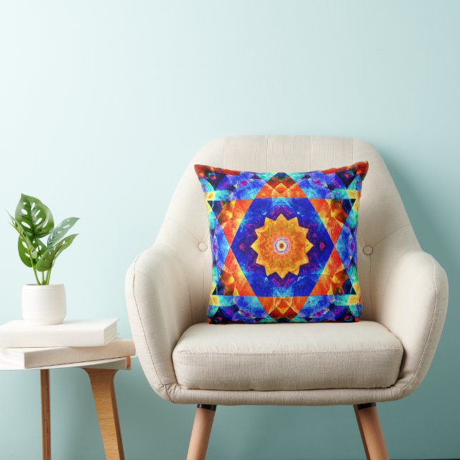 Levendige Abstracte Geometrie Kleurrijke Patroon Kussen (Stoel)